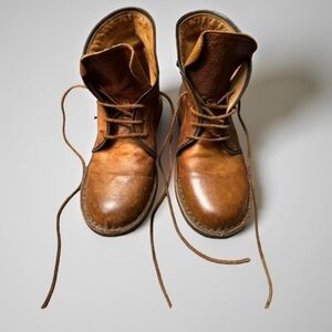 Clif Italian Leather Lace-Up Boots Size 37.5 Rustic Artisan Brown Ankle Boot 7.5